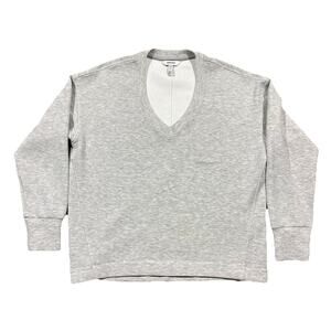 Spanx V Neck Long Sleeve Sweatshirt Gray Medium